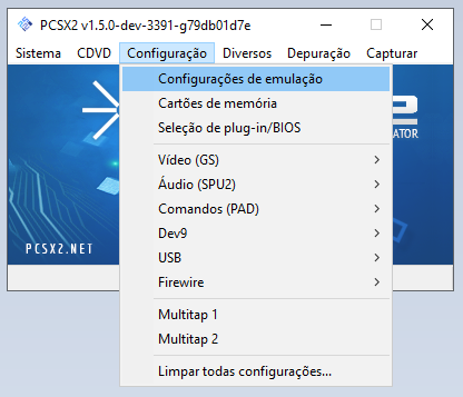 Configurações de emulação